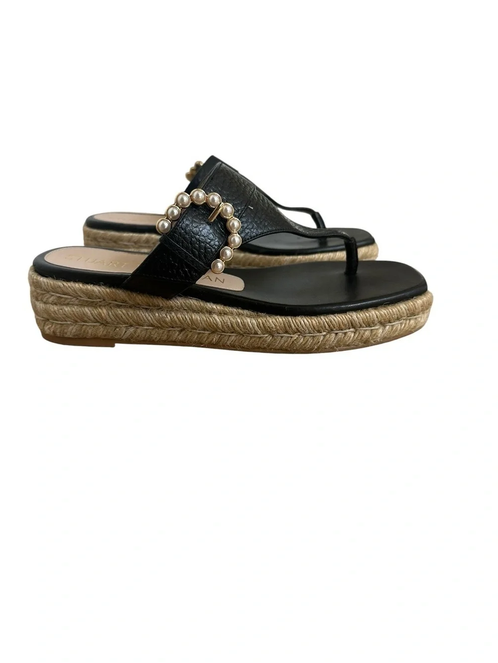 Stuart Weitzman Pearl Buckle Espadrille Sandal